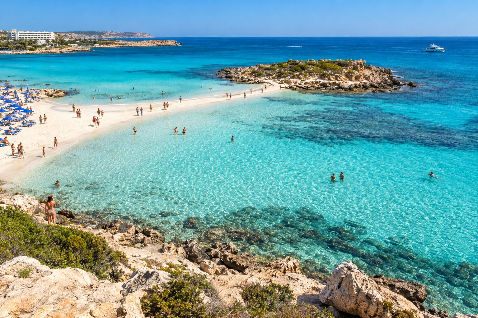 Playa de Nissi y Acantilados de Cabo Greco